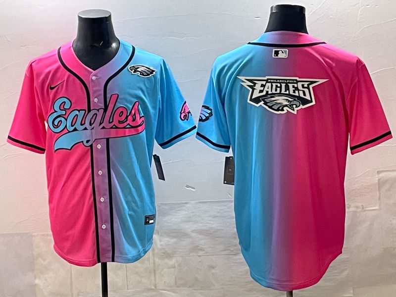 Men 2025 Philadelphia Eagles Blank Blue pink Nike Limited NFL Jersey style 029->philadelphia eagles->NFL Jersey